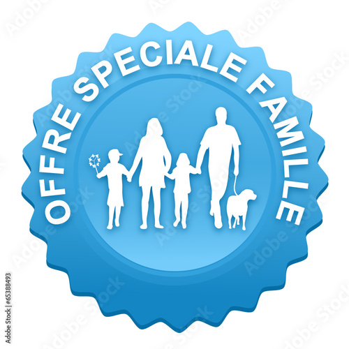 offre spéciale famille sur bouton web denté bleu