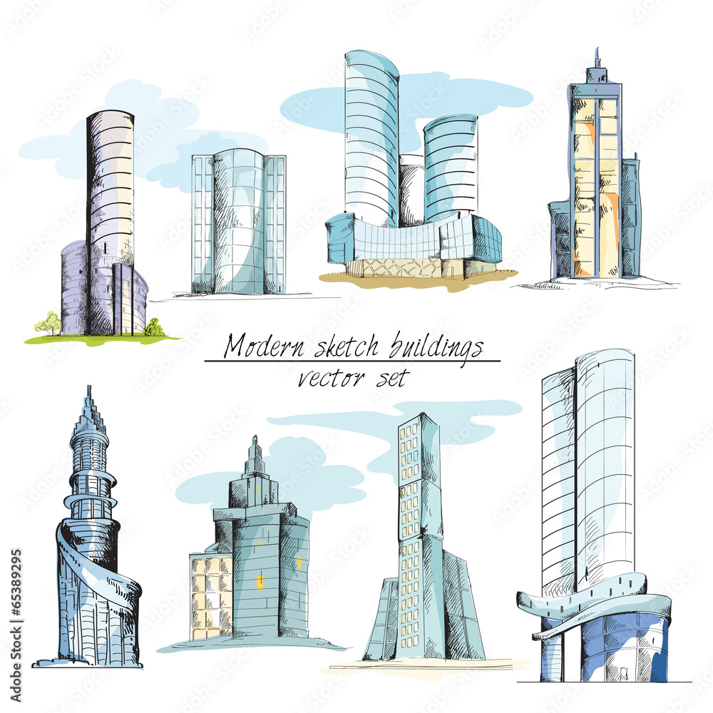 Obraz premium Modern sketch buildings colored