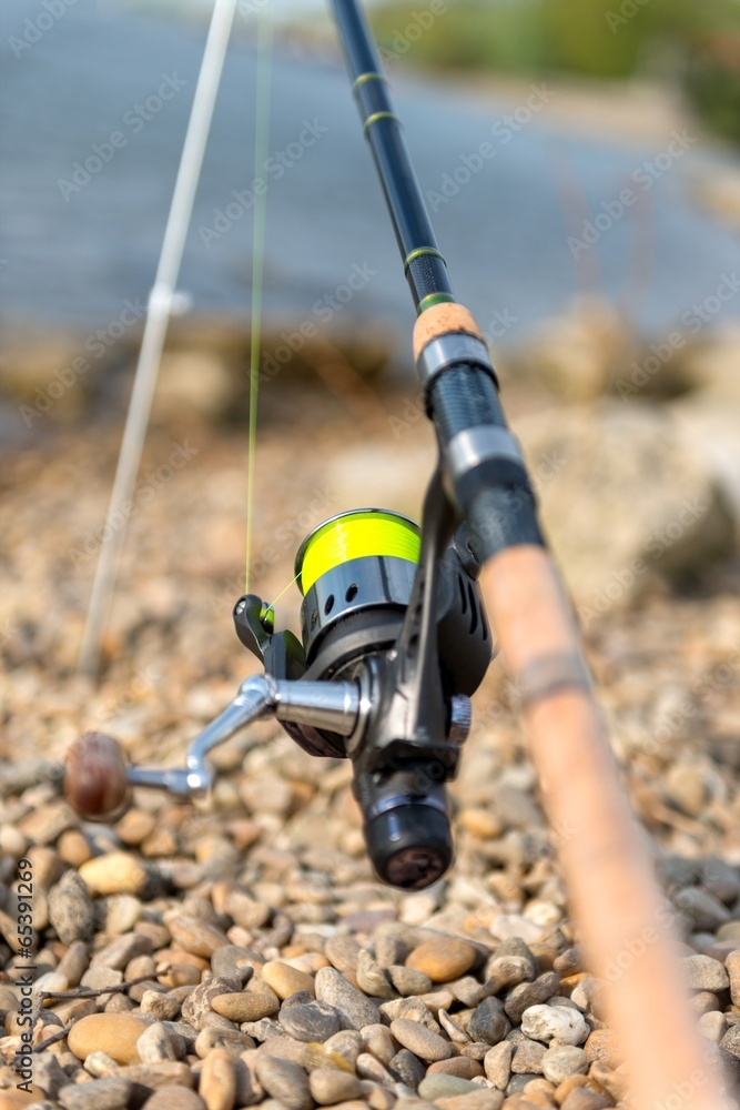Modern clean fishing rod outdoors
