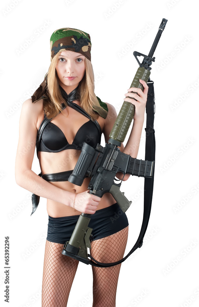 sexy woman with weapon