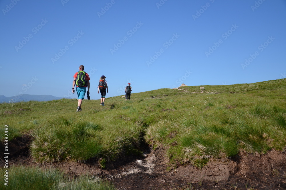 People hiking on path to the Ben Nevis summit
