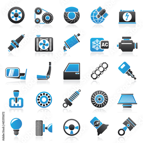 Car parts and services icons - vector icon set