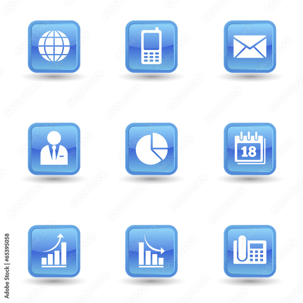 Business Glossy Icons Set