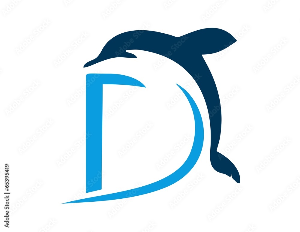 Naklejka premium Dolphin logo symbol ikona inicjały D.