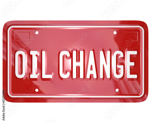 Oil Change Red Car License Plate Mechanic Service Repair Shop