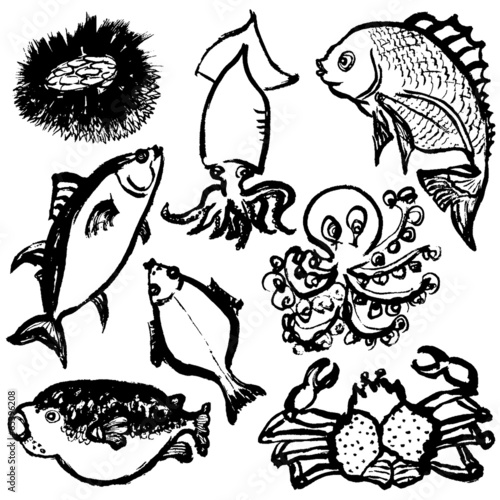 海祭り　海鮮　回転寿司　広告イラスト