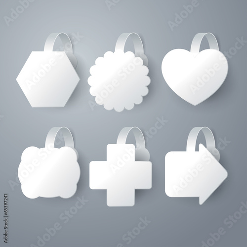 Vector white wobbler set on gray background.
