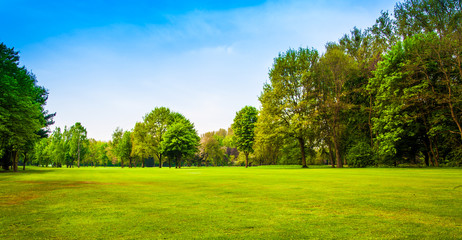 Fototapete Jahreszeiten Grüne Hügellandschaft im Frühling  © EwaStudio