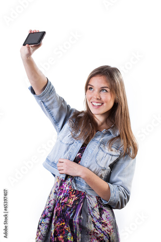 Woman taking a self portrait photo