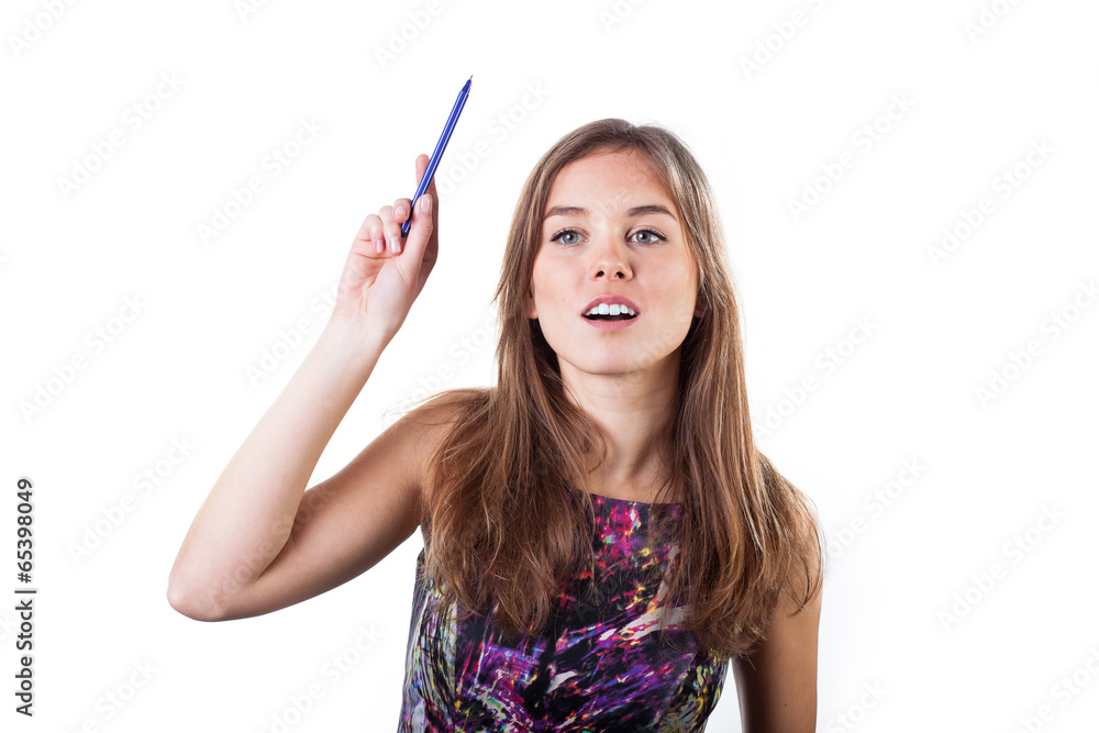 Obraz premium Student raising hand to asking the question