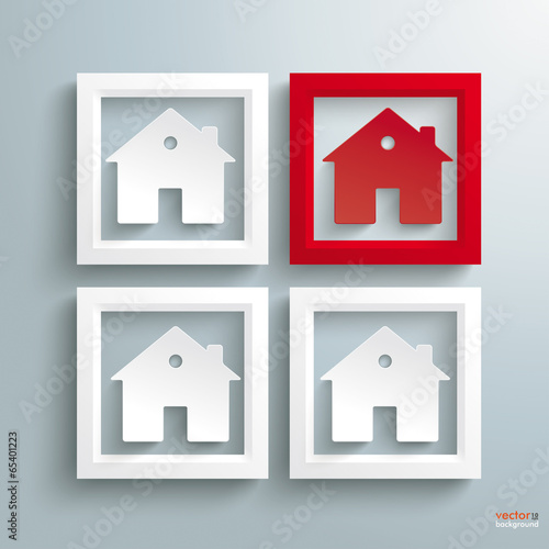 3 White 1 Red Frame Houses