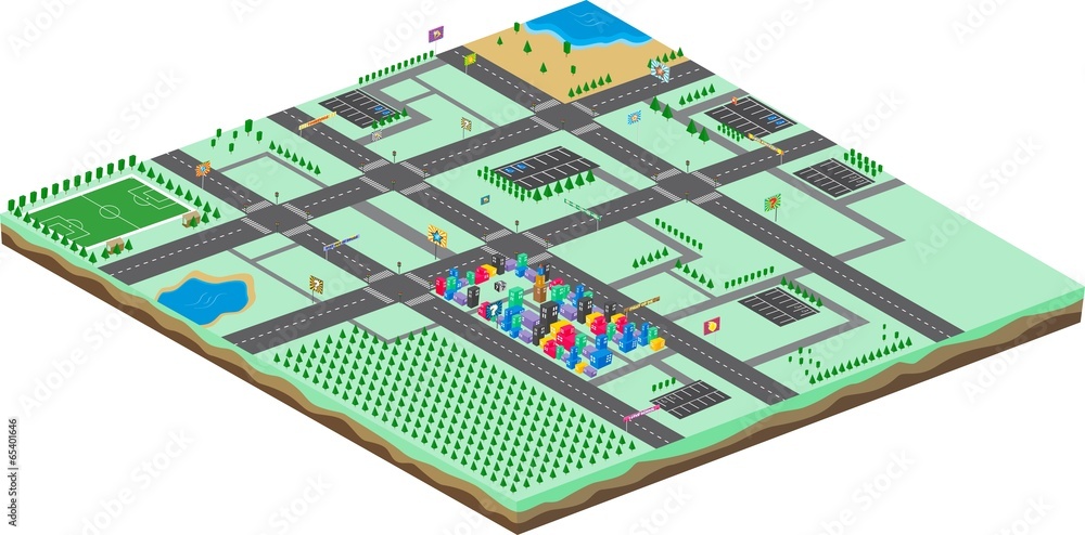 game assets isometric city cartoon landscape view game assets isometric city cartoon landscape view