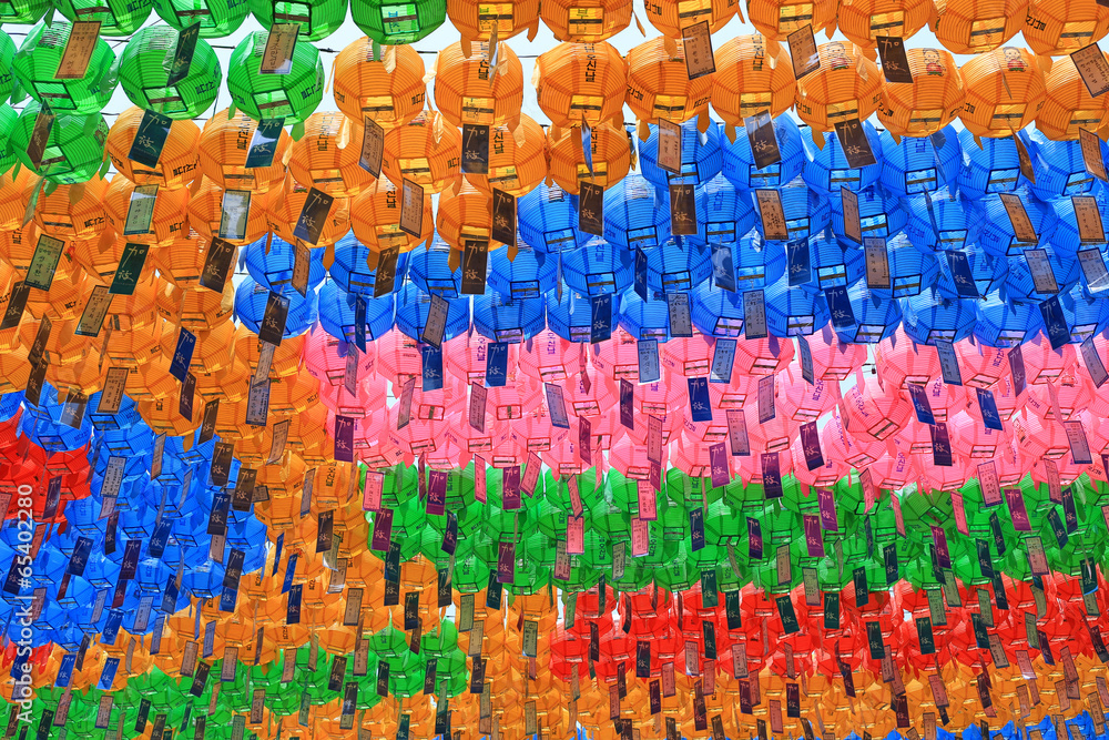 Fototapeta premium colorful paper lanterns at Jogyesa temple in Seoul, South Korea