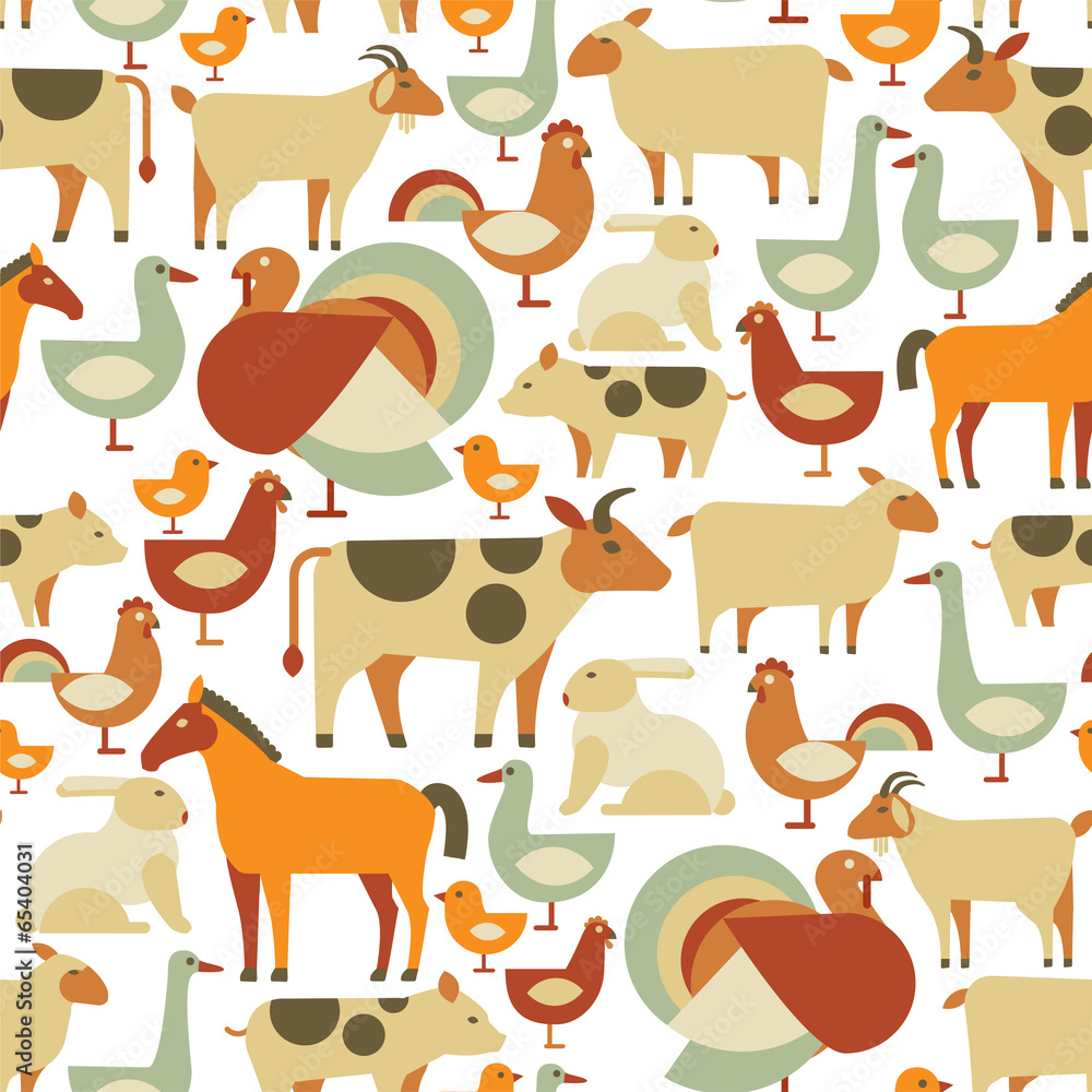 seamless pattern with farm animals