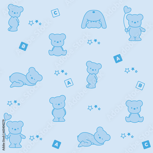 Baby blue background. Funny bears