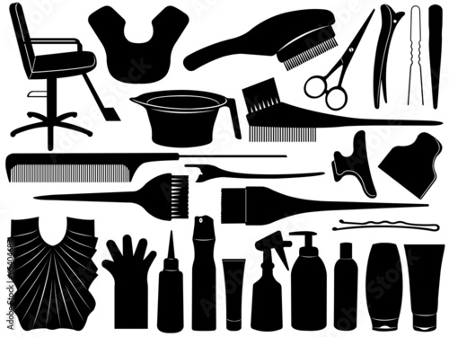 Equipment for hair dying isolated on white