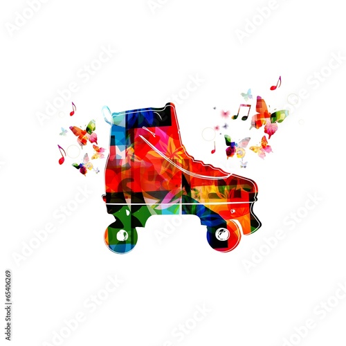 Colorful vector skating shoe background with butterflies
