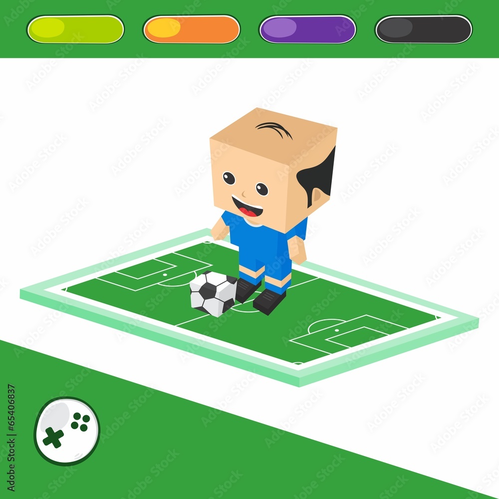 Fototapeta premium soccer block isometric cartoon character