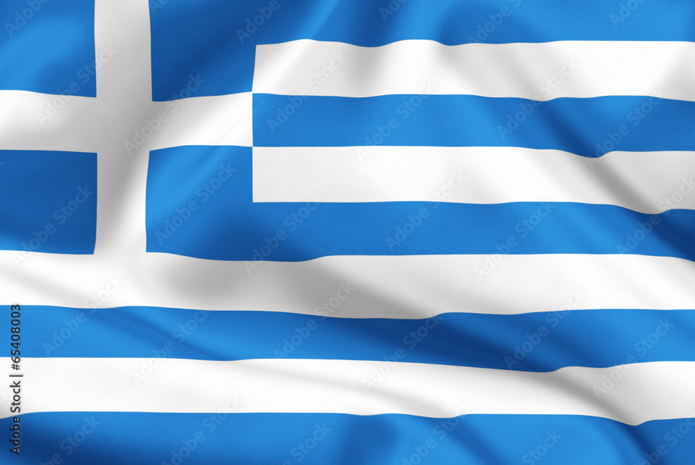Fototapeta premium Greece flag on satin or silk