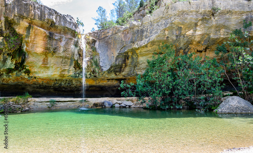 Los Charcos River and Waterfall near Ontinyent, Valencis, Spain