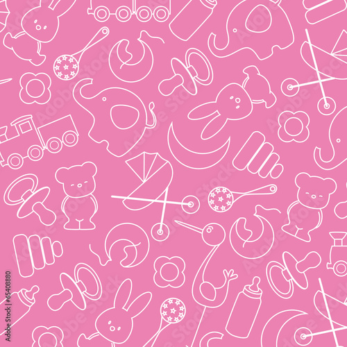 pink background with baby icons