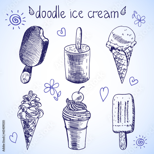 Doodle ice cream frozen dessert style sketch