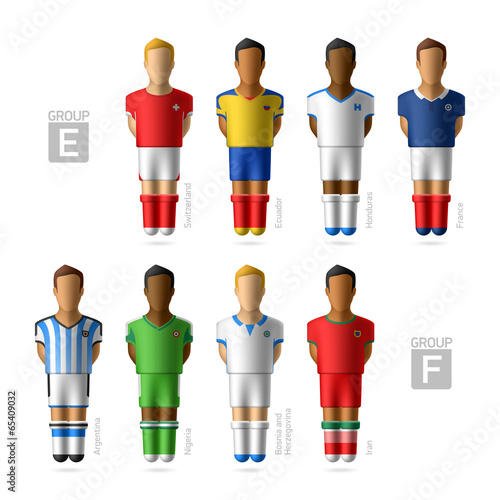 Footballers, soccer players. Brazil 2014, Group E and F.