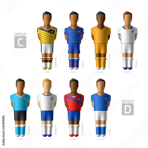 Footballers, soccer players. Brazil 2014, Group C and D.