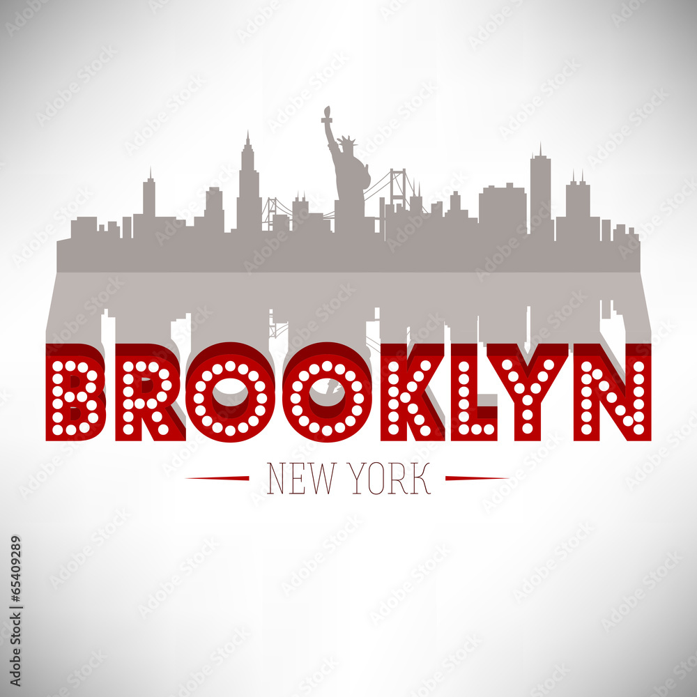 Brooklyn USA skyline silhouette vector design.