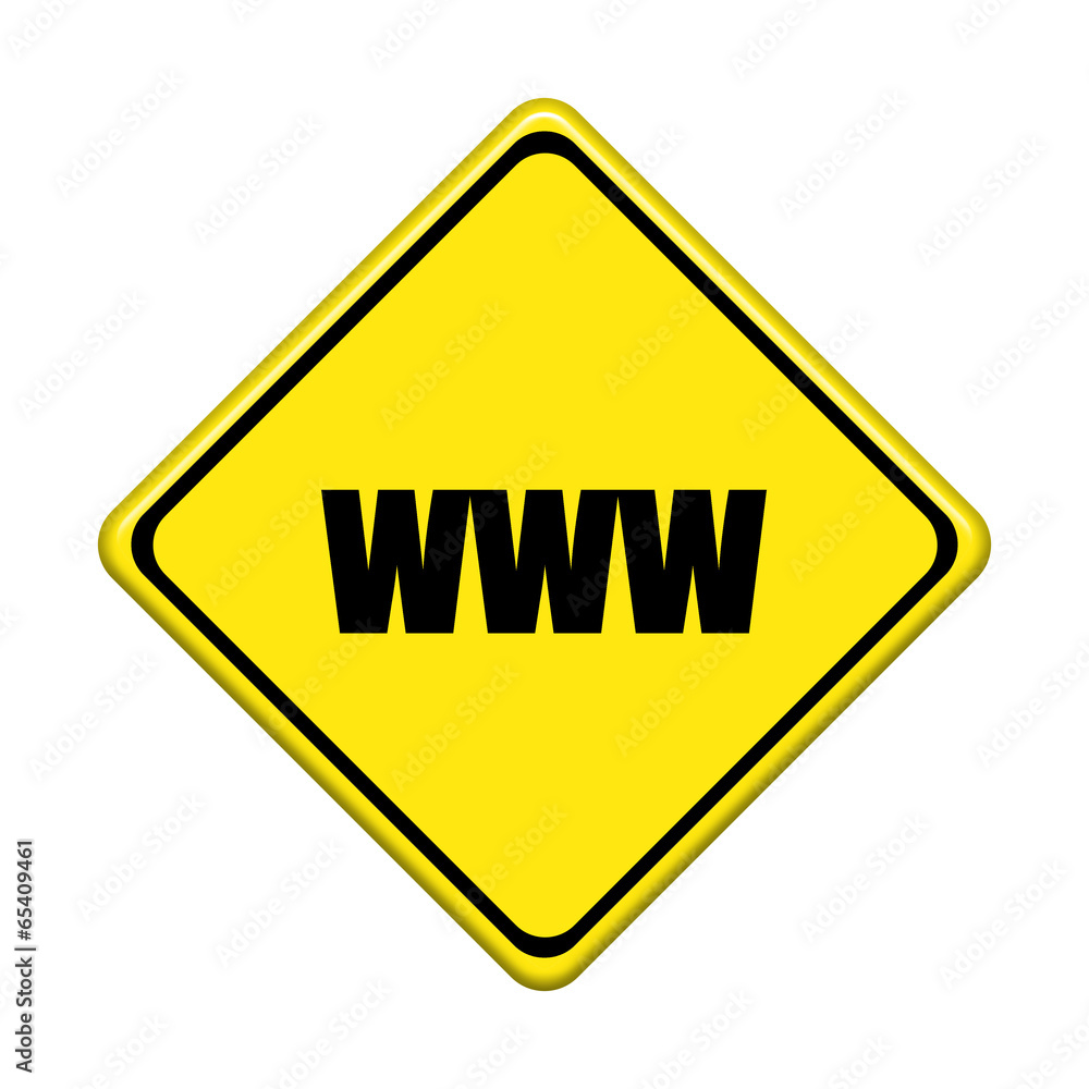 Fototapeta premium yellow road sign on white background