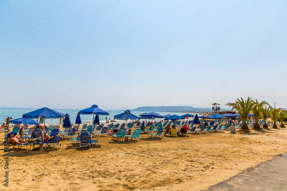 Beach in village Kavros in Crete  island, Greece.