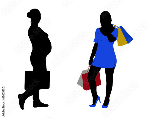 Women with shopping bags isolated on white