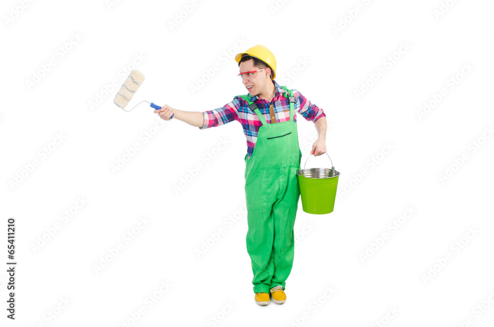 Funny painter isolated on white Funny painter isolated on white