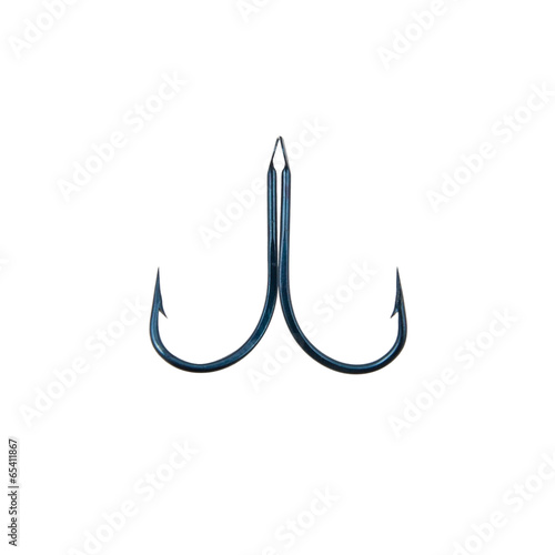 Fishing hooks on white background