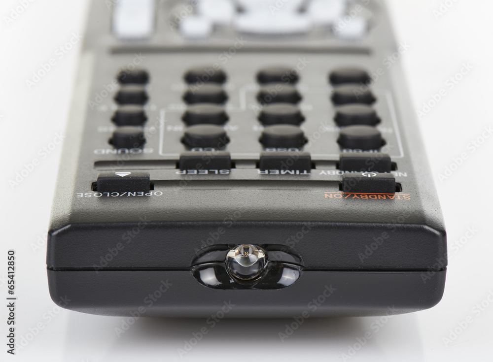 Remote control keypad black in closeup on white isolated Remote control keypad black in closeup on white isolated