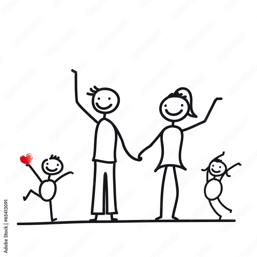 Familienzeit Eltern mit zwei Kindern gemeinsam Zeit verbringen, eine Familie gründen und in
