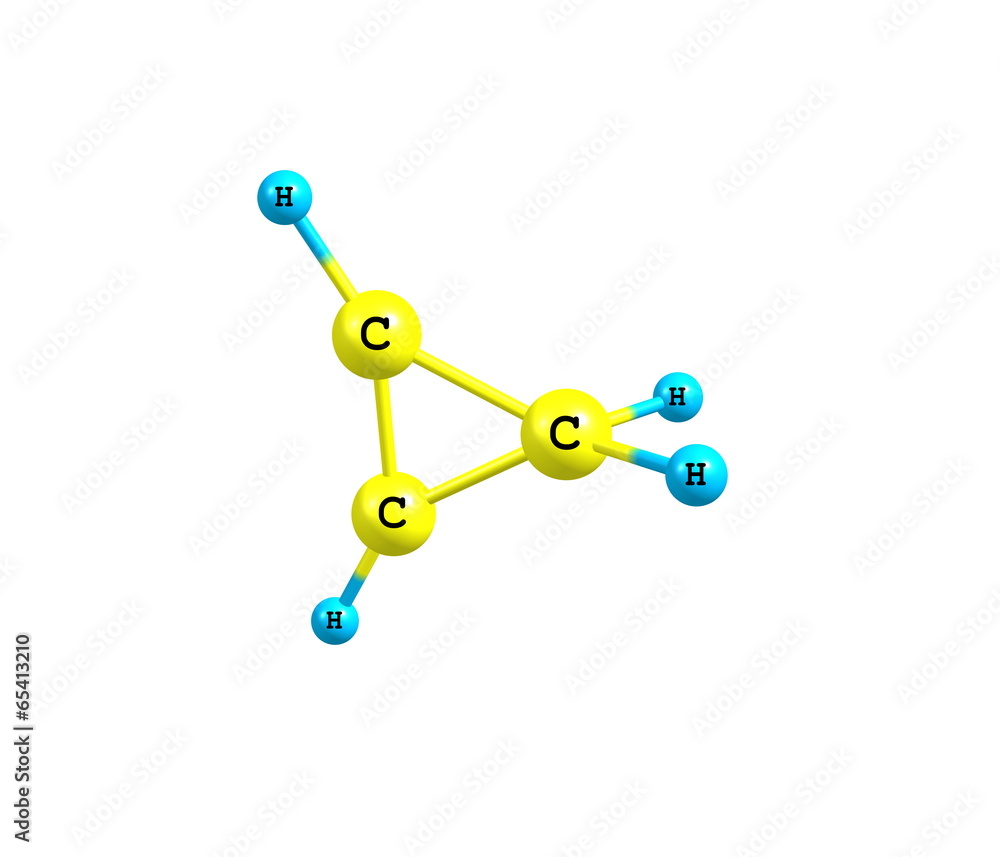 Cyclopropene molecular structure on white background Cyclopropene molecular structure on white background