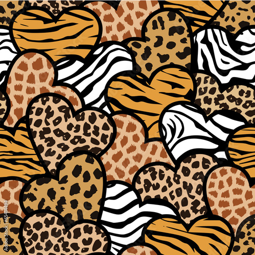 animal print hearts seamless background