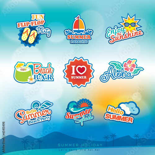 Summer label sticker badge icon set