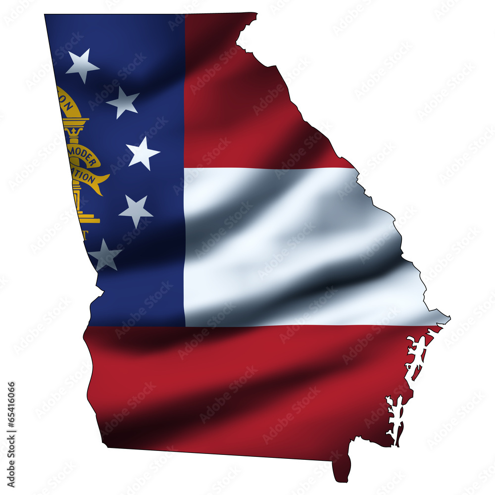 Obraz premium Illustration with waving flag inside map - Georgia