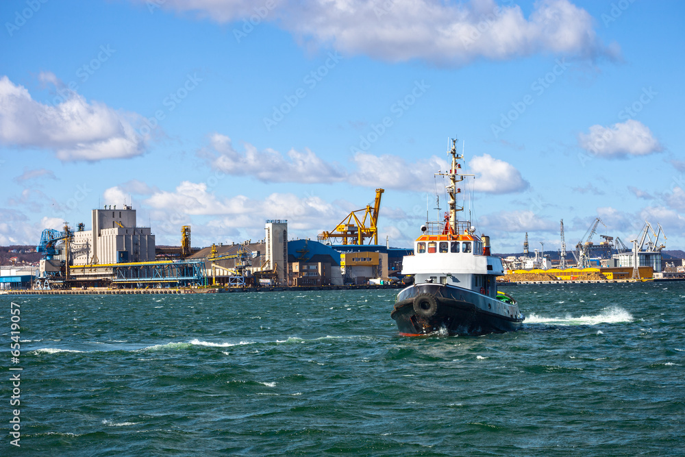 Tugboat in the port of Gdynia, Poland.