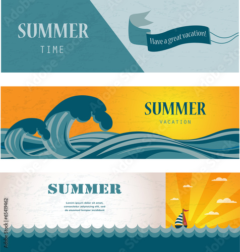 Three banners of summer time and seasonal sale