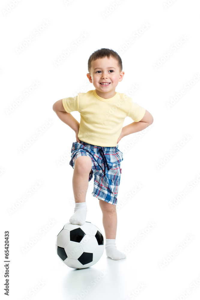 adorable kid with football over white background adorable kid with football over white background