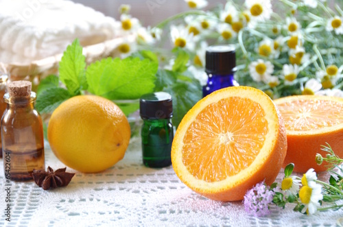 Fototapeta Naklejka Na Ścianę i Meble -  aromatherapy with fruits and herbs
