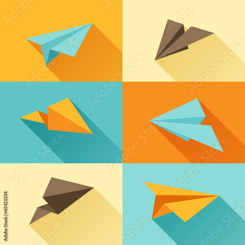 Set of paper planes in flat design style.