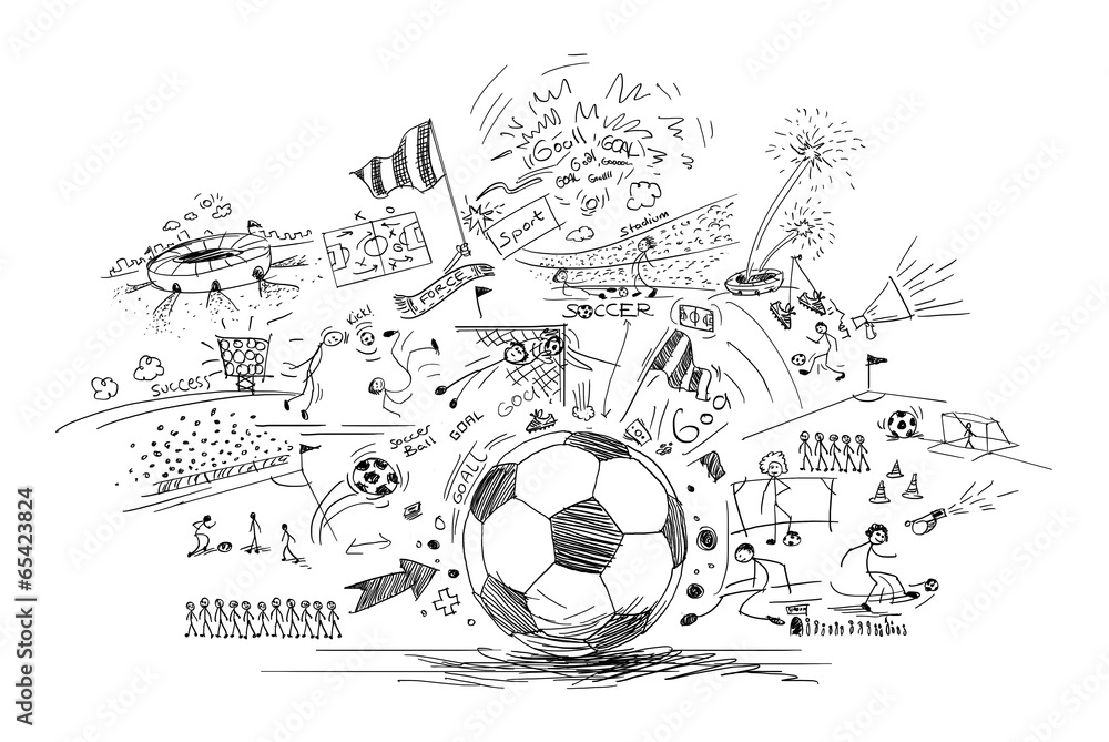 Naklejka premium soccer doodle