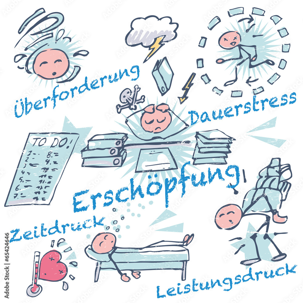 Strichmännchen mit Erschöpfung Strichmännchen mit Erschöpfung