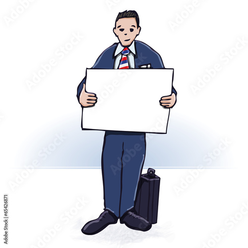 Manager mit Plakat