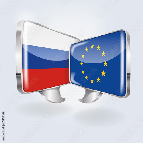Sprechblasen mit Russland und Europa