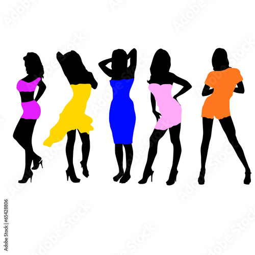 girls in dresses illustration